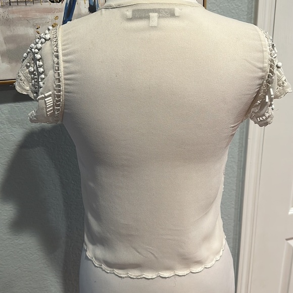 Revolve • Lovers + Friends Off-White Beaded Blouse • Sz S - Picture 5 of 8